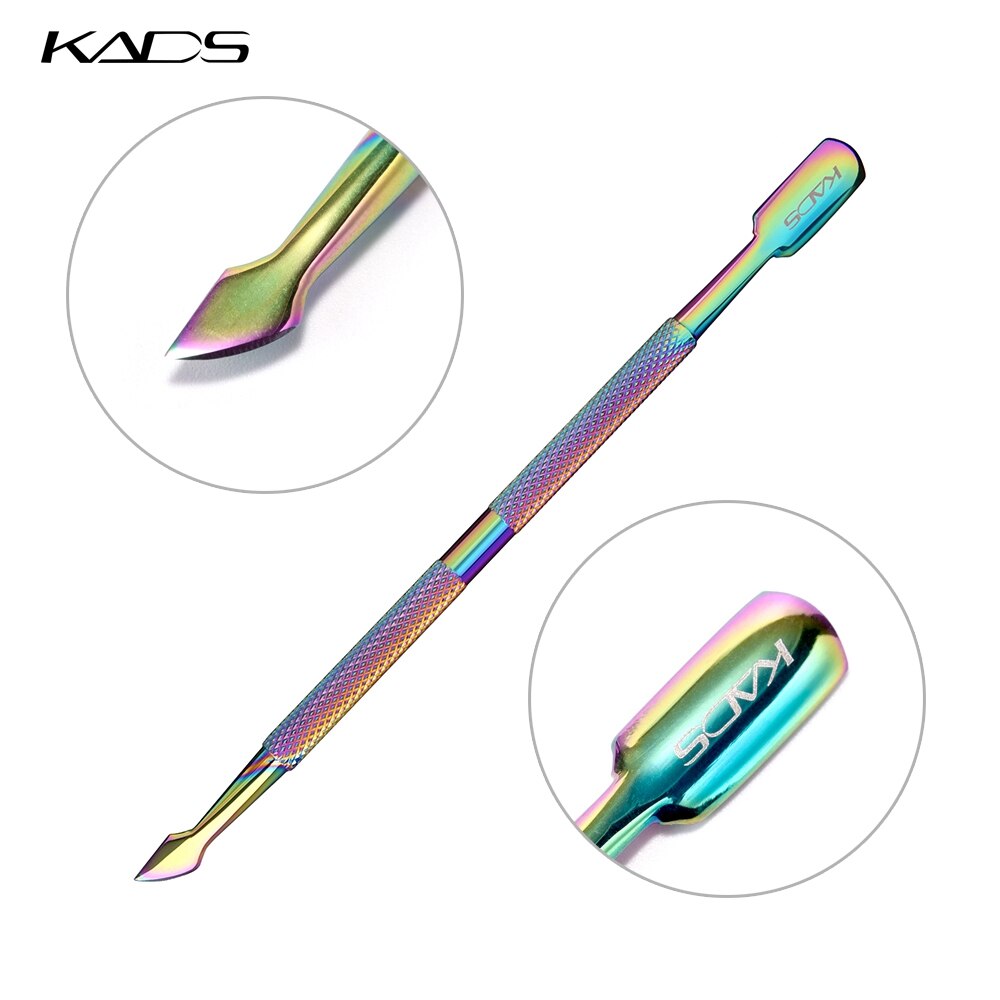KADS 1pieza Empujador Levantador de Cutículas Cutícula Removedor de gancho delgado de Acero Inoxidable de color mágico como muestra la imagen 8 estilo Arco Iris tungsteno acero uñas herramientas cutícula Pusher