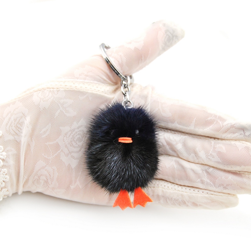 Llavero Original con pompón de pelo de visón para mujer, llavero con pompón de pelo de conejo esponjoso, llavero con pompón de juguete, bolsa con abalorio