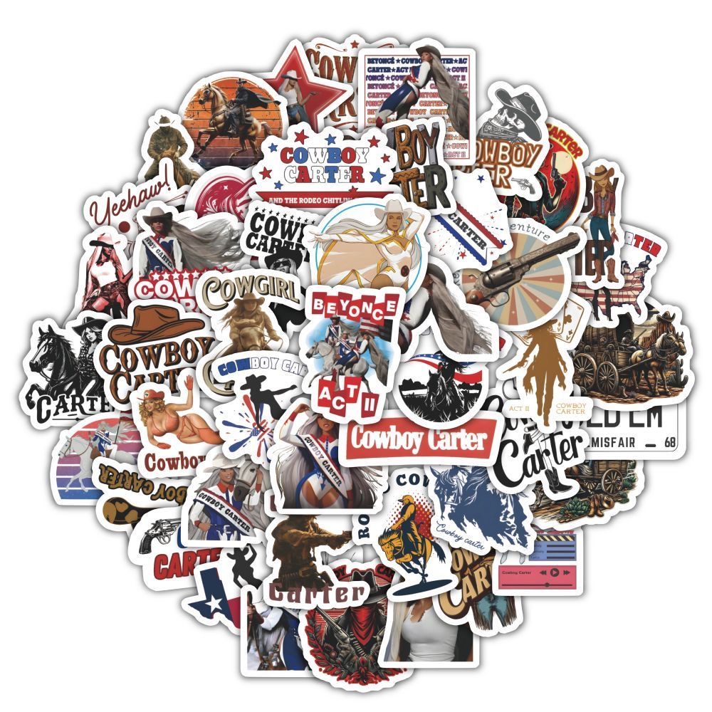 60Pcs Cool Cowboy Carter Stickers DIY Stickers Scrapbooking Phone Luggage Skateboard Vinyl Waterproof Graffiti Decals