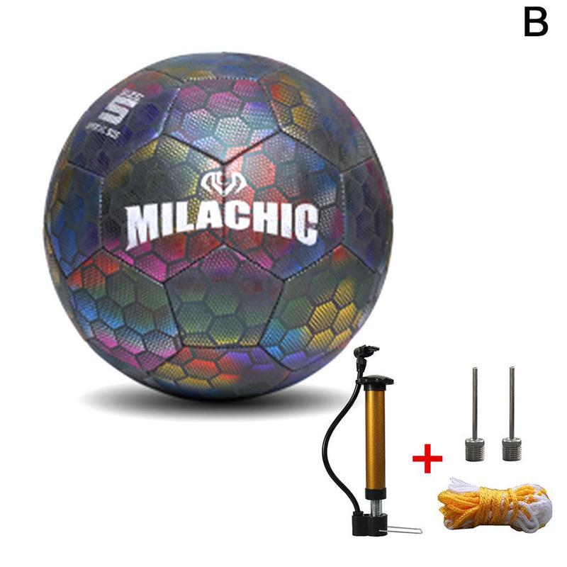 Balón de fútbol luminoso reflectante para niños, juego de adiestramiento al aire libre, luminiscente, inflable: B