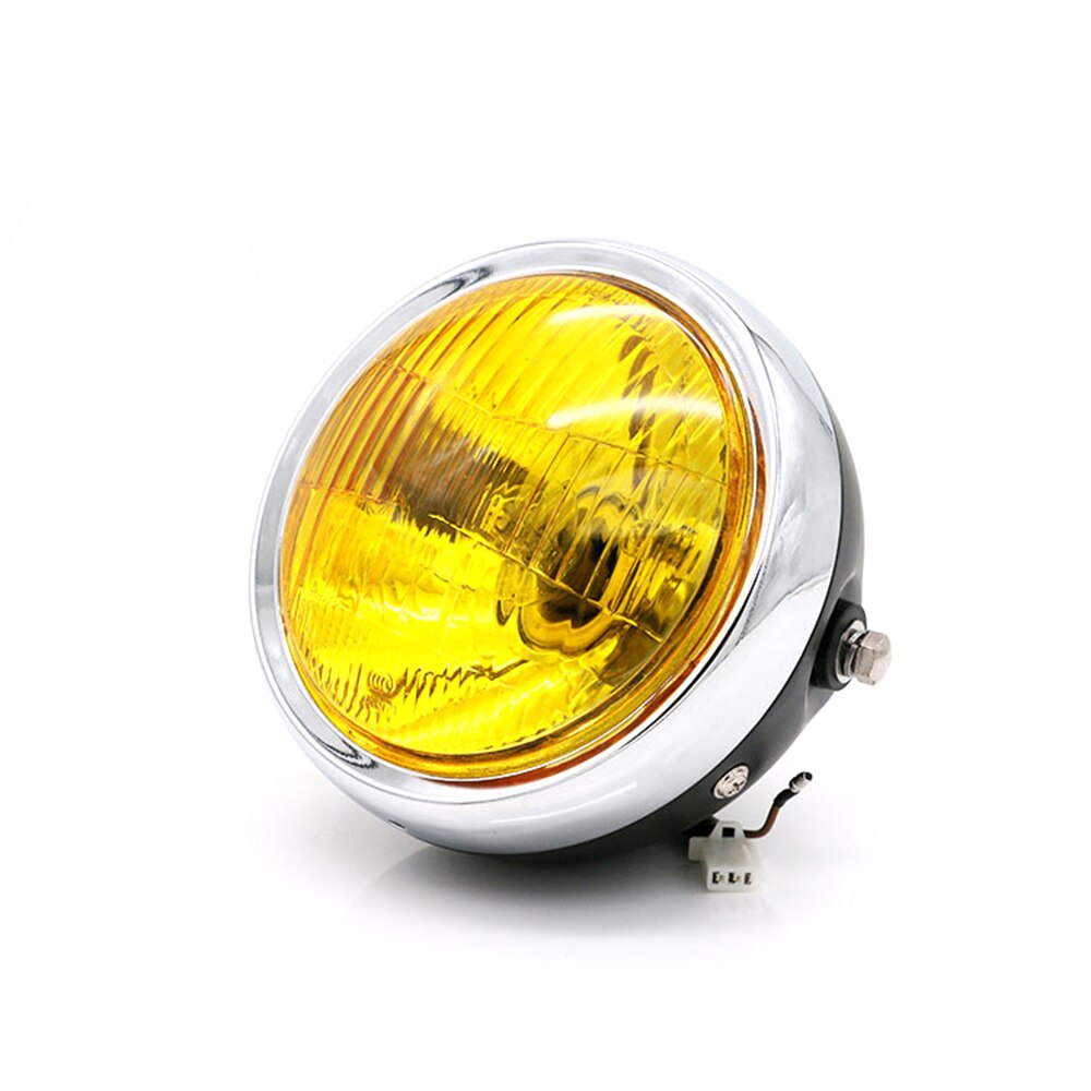12V Motorrad Scheinwerfer retro Jahrgang Runde Scheinwerfer Lampen Für Yamaha Suzuki Honda CG125 Motorrad Zubehör: Gelb