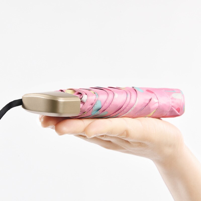 5 sombrillas plegables portátiles de protección solar Mini Parasol femenino de revestimiento negro pequeño Paraguas de bolsillo de negocios femenino Paraguas