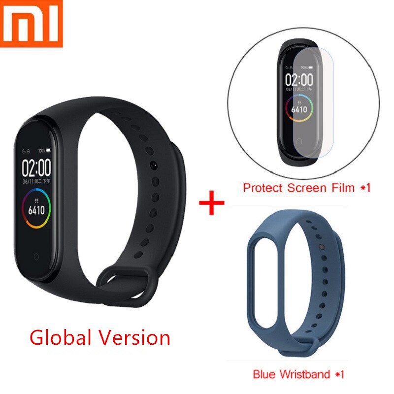 Versione globale Xiaomi Mi Band 4 Smart Bracelet impermeabile Fitness Tracker Sport Smart Band schermo AMOLED Bluetooth smartband: Global Blue Set