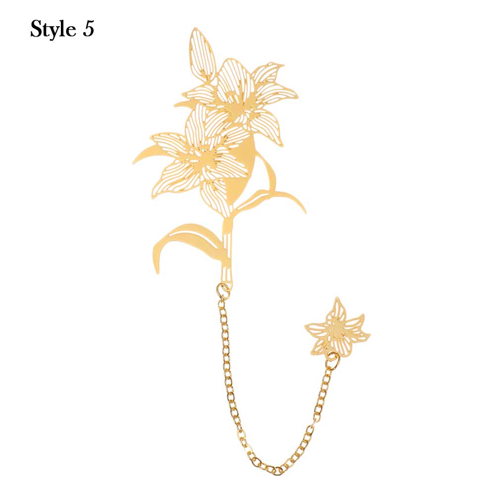 Retro Chinese Style Hollow Gold Metal Bookmark Maple Leaf Vein Fringed Pendant Apricot Leaf Bookmark Stationery: Style 5