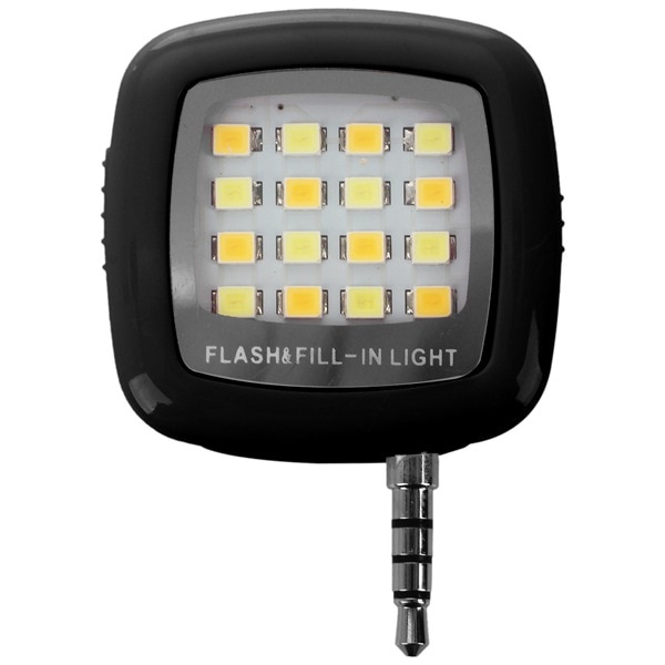 FFYY-3.5mm Smart Selfie 16 Led Camera Flash Licht Invullen Voor Mobiele Telefoon Zwart: Default Title
