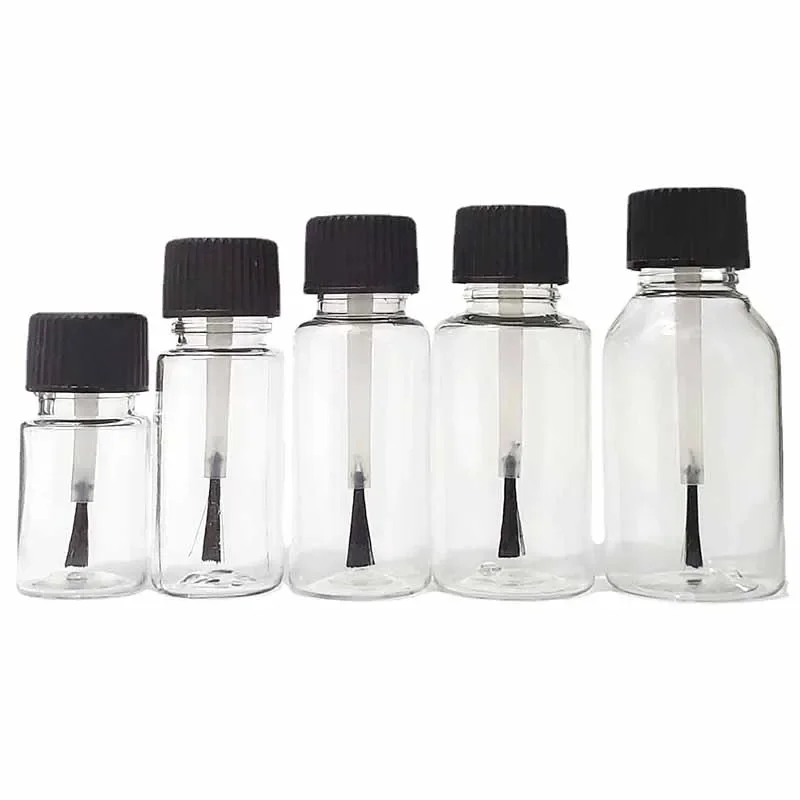 5/10Pcs 5ml 10ml 15ml 20ml 30ml Plastic Nail Polish Bottles Empty Cosmetic Containers Clear Liquid Sample Bottle With Brush: Glass / light green / 10ml