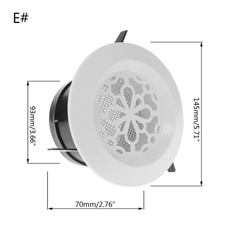 1PC Air Vent Extract Valve Grille Round Diffuser Ducting Ventilation Cover 100mm: E