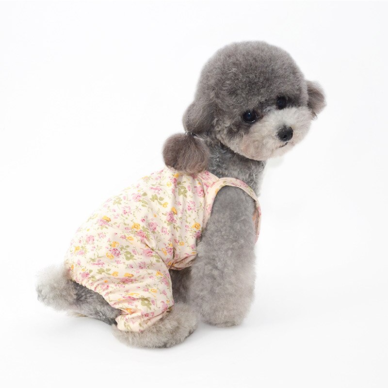 Hundepysjamas blomsterklær til små hunder katt pyjamas hund valp jumpsuit stropp sovetøy varme klær frakk yorkshire 30e: Rosa / S
