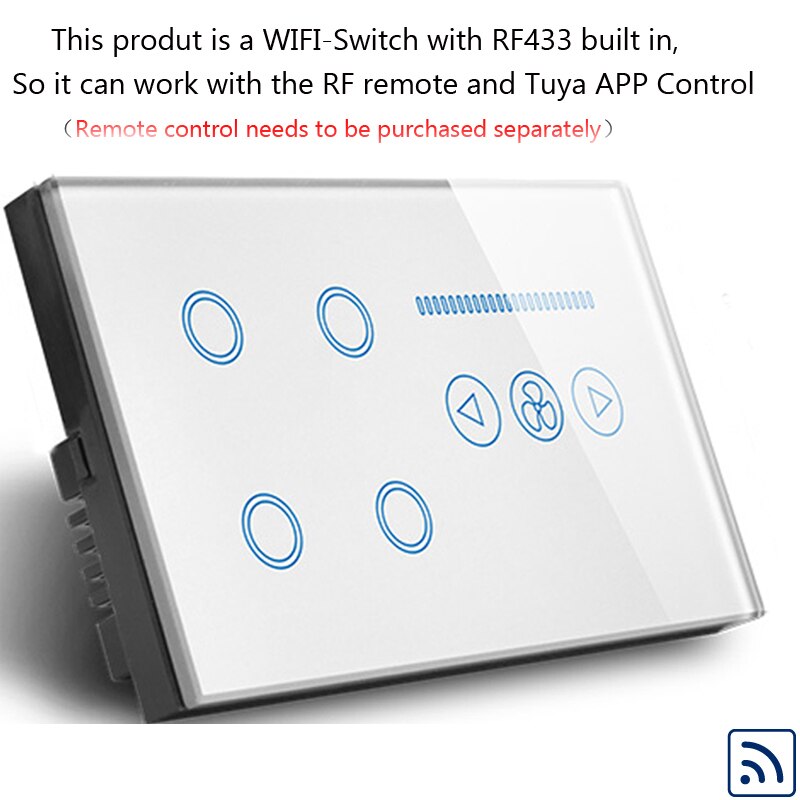Aseer uk smart switch 4 gang wifi switch med wifi loft fan switch, trådløs fjernbetjening switch ,ac110-240v fungerer med alexa, google: Hvid farve