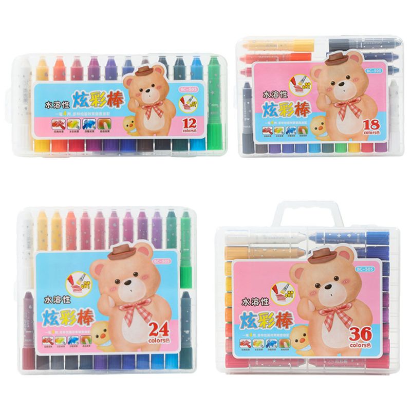 12/18/24/36 Colors Wax Crayon Oil Pastel Pen Drawing Painting Graffit Art Supply H3CA