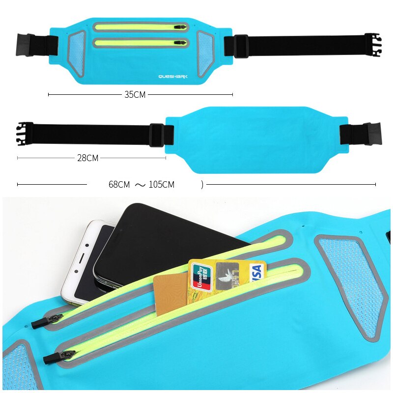 Doppel-reißverschluss Sport Gürtel Tasche Fitness Radfahren Laufen Telefon Taille Tasche Unsichtbare Männer Frauen Joggen Taille Pack