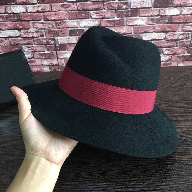 Fedora's standaard zwart wijnrood lint stoffen hoed heer afhangende dakrand afwijking pet temperament van mannen en vrouwen panama