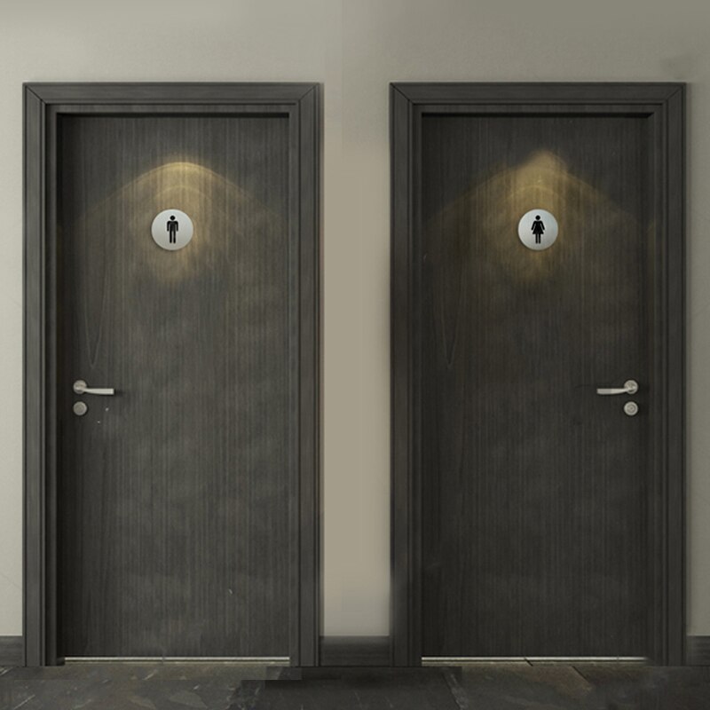 Toilet Sign Self-Adhesive Male Female Restroom Signs Men Women Bathroom WC Plaques for Door Stainless Steel Wall Sticker 75mm