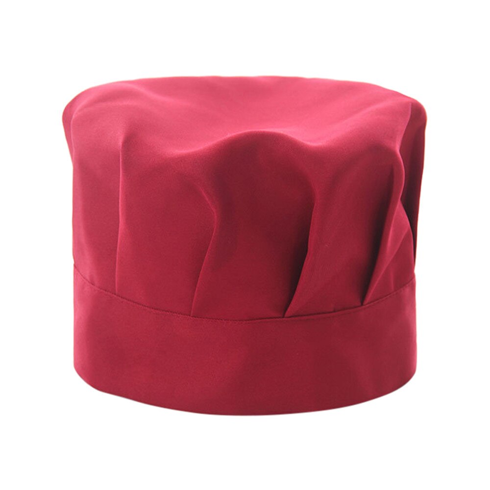 Gorro de cocinero ajustable para adultos y niños, cómodo gorro de cocina, elástico, para RestaurantsPubs, gorro de trabajo: Rojo