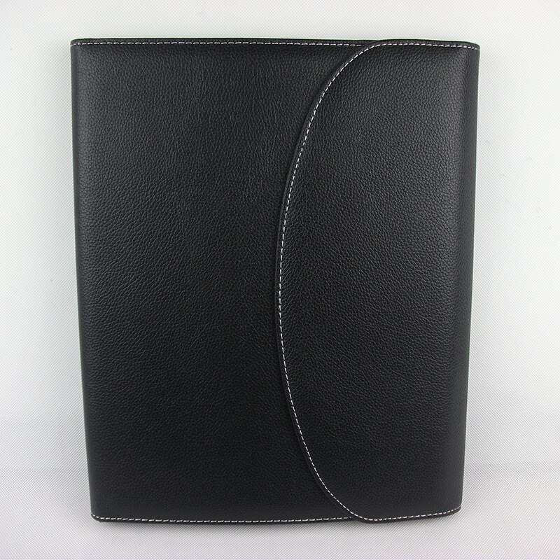 A4 Fichario Document Organize File Folder Foldable Padfolio Briefcase Notebook with Calculator Leather Office Manager Case Bag