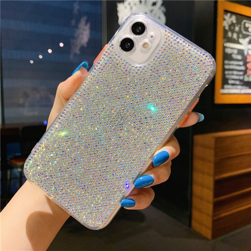 Funda de diamante brillante de lujo para iPhone, 11, XR, 7, 8 Plus, funda de silicona transparente con diamantes de imitación brillantes para iPhone 12 pro Max, XS, X, SE: For iPhone 8 Plus