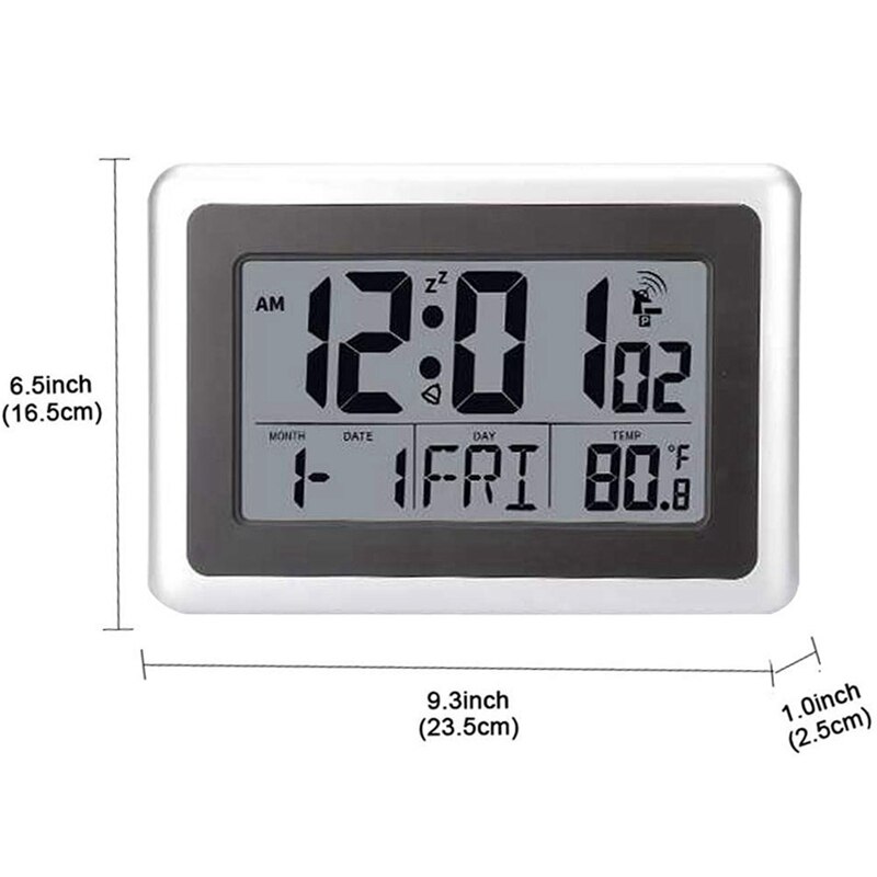 Horloge murale numérique atomique, grand écran Lcd, à piles, température intérieure, calendrier, Table debout, Snooze sans B