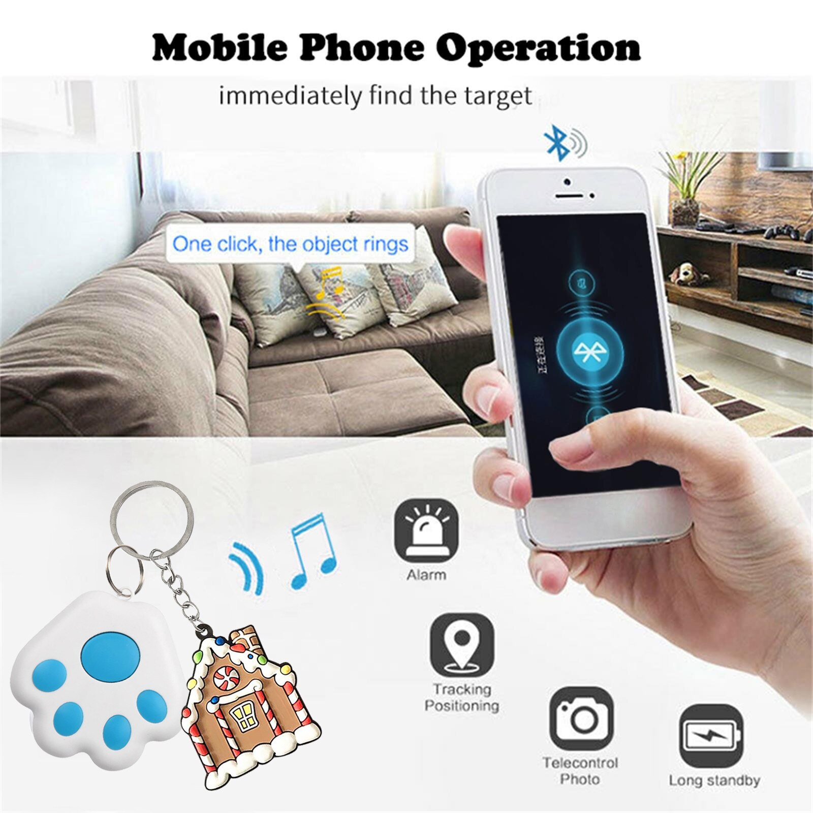 Tracker Anti-Verloren Alarm Mini Draadloze Bluetooth Tracker Kerst Huis Sleutelhanger Auto Kind Oudere Tas Portemonnee Key Finder Locator