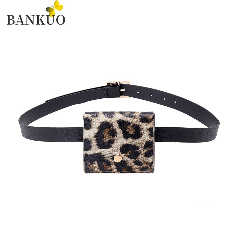 BANKUO-Bolso de piel sintética con estampado de cebra leopardo y ladridos para mujer, riñonera con solapa para lápiz labial, Z313