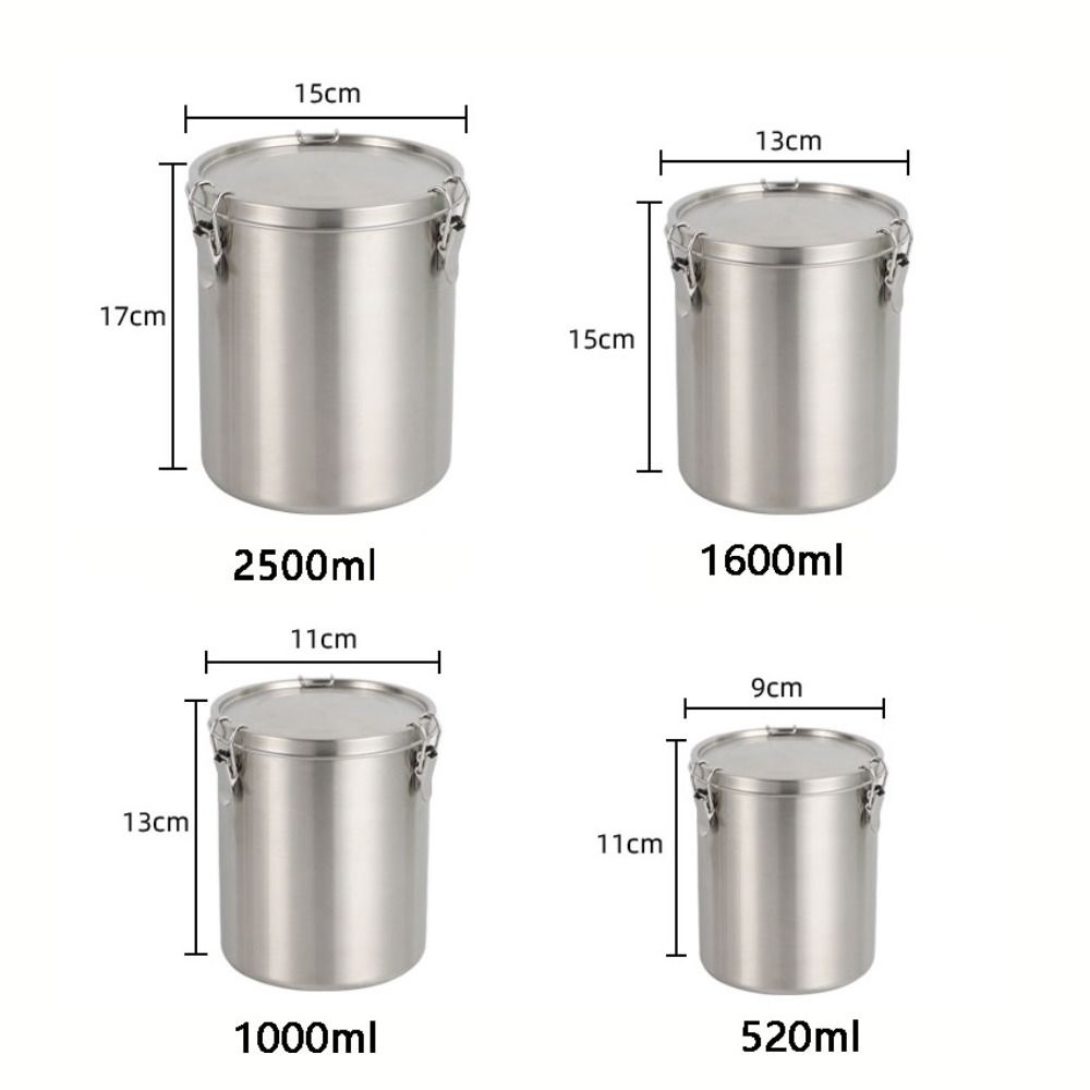 520/1000/1600/2500 ml Edelstahl-Lagertank mit Skala, auslaufsichere Lebensmittelaufbewahrungsbehälter, luftdicht versiegelt