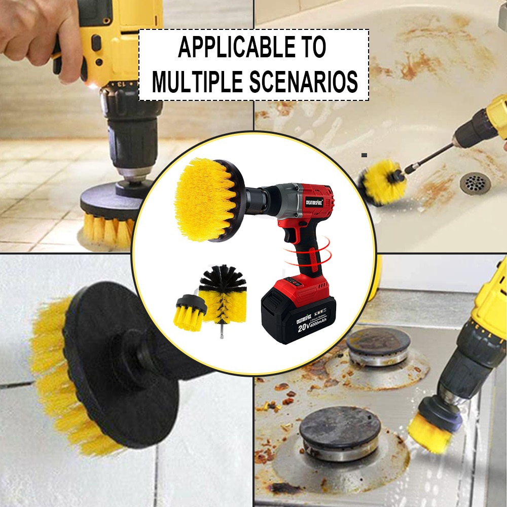 Electric Drill Brush Cleaning Power Scrubber Drill Brush Kit Nylon Brush for Car Leather Air Vents Rim Kitchen Cleaning Tools
