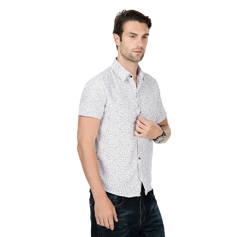 Men's Summer Shirts Mens Print Short Sleeve Shirts Casual Slim Business Good Cotton Comfortable Shirts Size 3XL