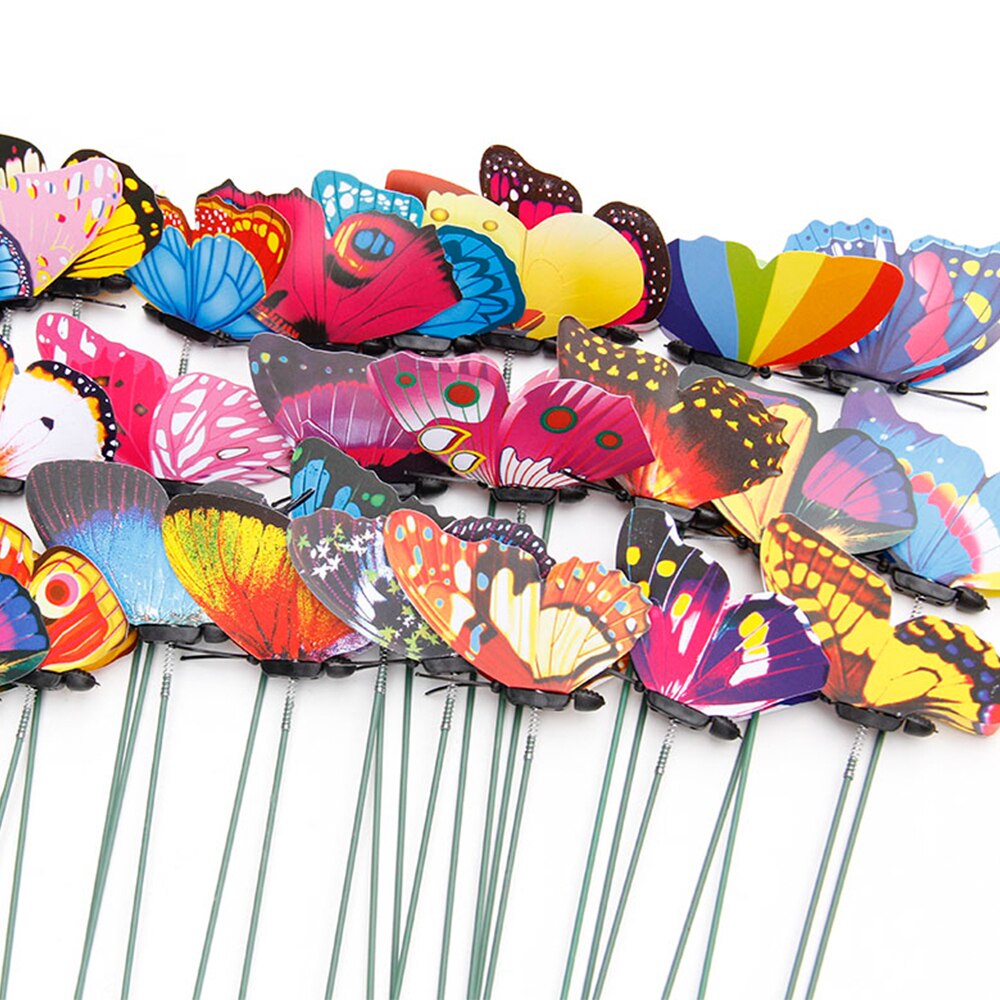20 Stks/pak 3D Kleurrijke Vlinder Decoratieve Op Stokken Home Yard Gazon Bloempot Plant Decoratie Tuin Ornament Diy Gazon Craft