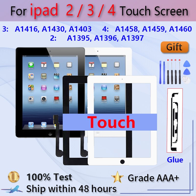 LCD Touch Screen For iPad 2 3 4 Touch Sensor Glass A1416 A1430 A1403 A1458 A1459 A1460 Touch Screen Digitizer Replacement