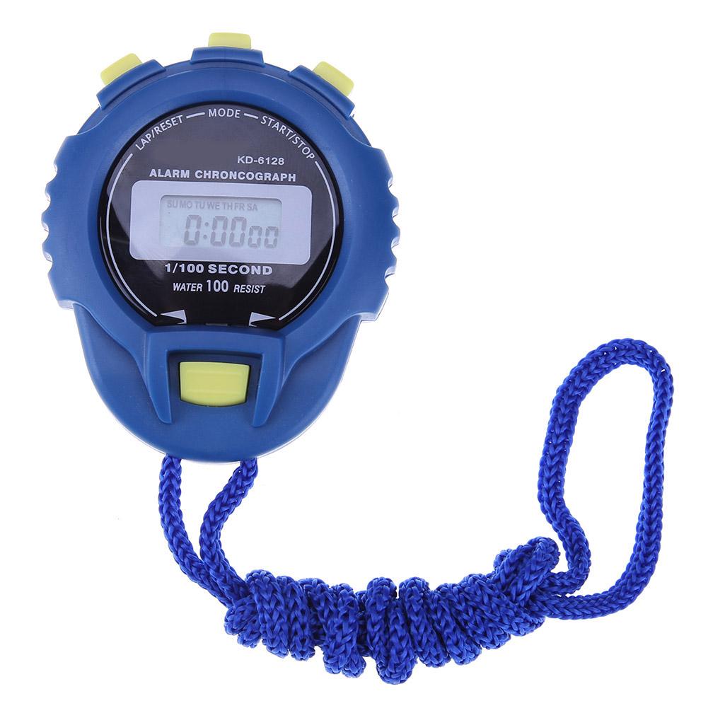 LCD Digital Stopwatch Sport Timer Stop Watch with String Multifunction Sport Timer Handheld Waterproof Chronograph Stop Watch: C