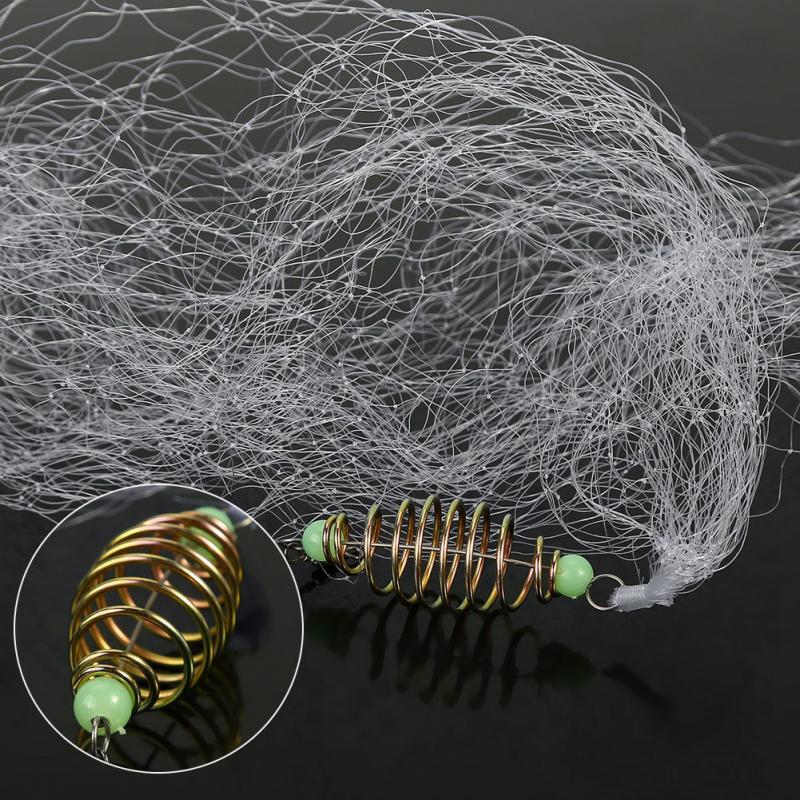 Fishing Net Trap Mesh Multi Size Plastic Small Fishing Netting Spring Connector with Luminous Beads Foldable Fishing Network