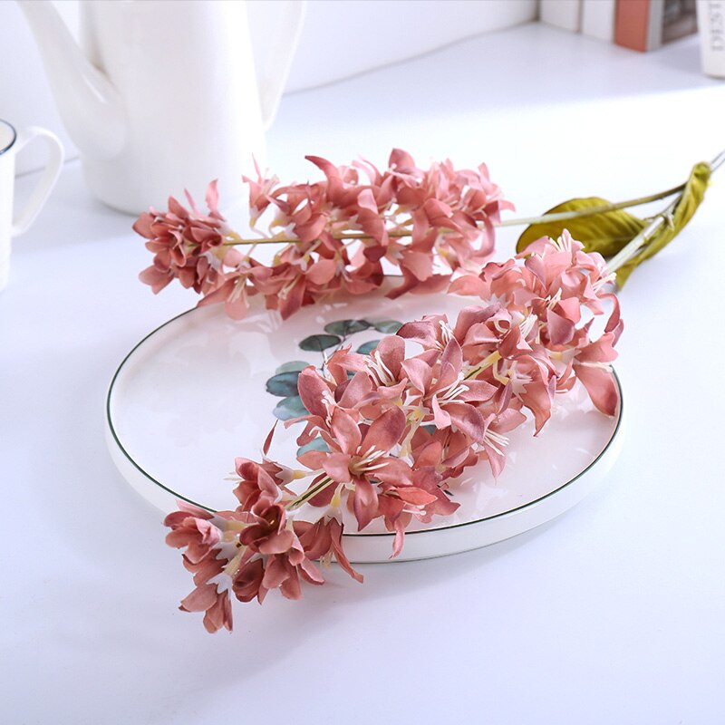 Artificial Flowers Hyacinth Non-woven Fabrics Flower Branch White Flowers Home Decoration Accessories: Pink 1 Pcs