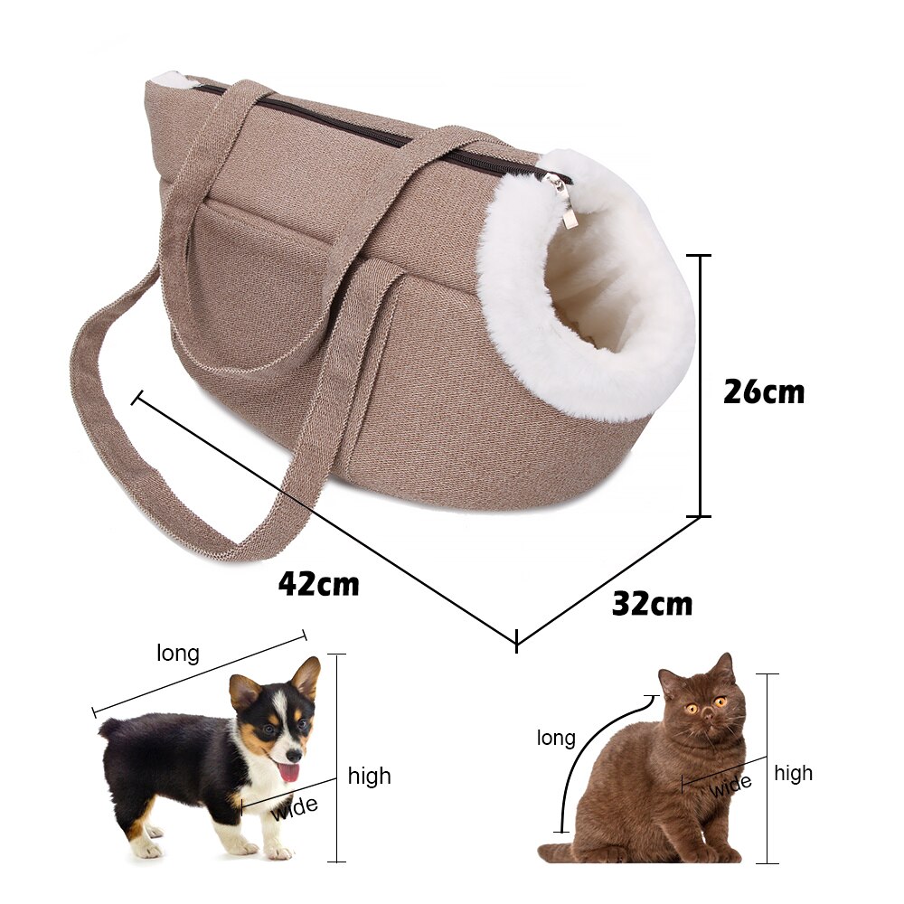 Huisdierendraagtas voor katten, draagtas voor katten, rugzak voor katten, handtas, reistas, kleine tas, pluche puppybed, huisdierproducten, gatos: Beige kattenzak