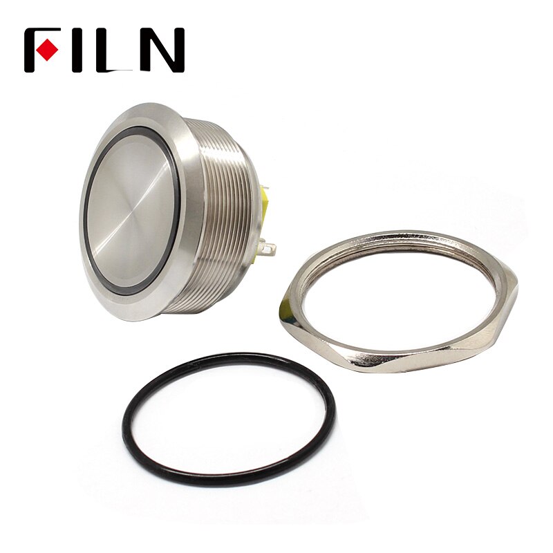 40mm stainless steel ring lamp 6v 12v 24v 220v green white yellow red momentary latching 1no1nc led metal push button switch