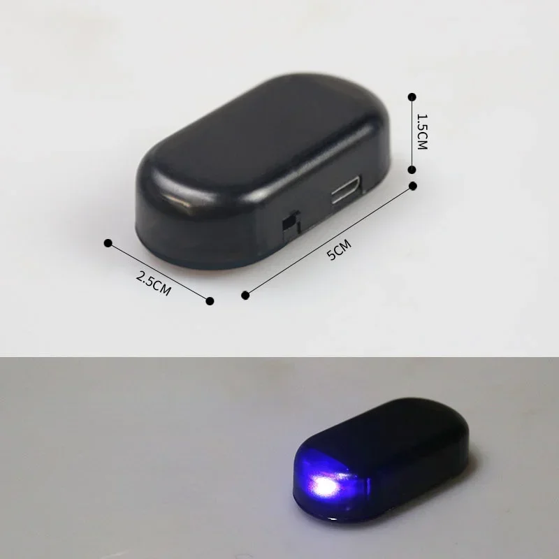 Luz de seguridad falsa para coche, alarma simulada alimentada por energía Solar, advertencia inalámbrica, lámpara de precaución antirrobo, LED de imitación intermitente: Azul
