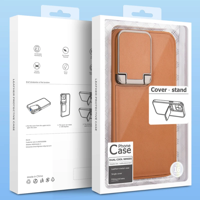 hoesje voor Apple iPhone 16 15 Plus Pro Max Telefoonhoesje Flip Lens Slijtvast Leer Onzichtbaar Draaien Houder iPhone 16 Pro Cover