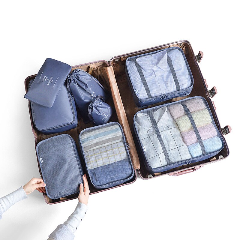 Lightweight Waterproof Storage Bag Reusable Home Travel Bag Durable Foldable Cloth Shoes Organizer Bag Luggage Accessory XA569F: 8 pieces gray