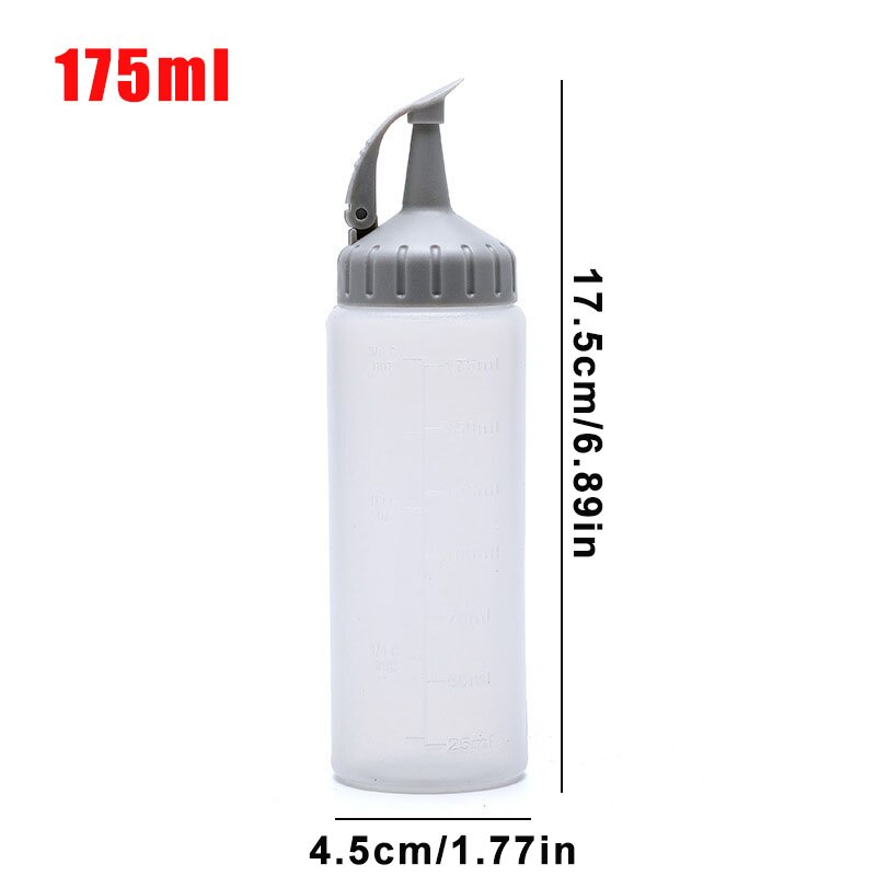 175/350ML Squeeze Condiment Bottles Oil Can Sealing Cap Seasoning Jar Salad Sauce Bottles Ketchup Bottle Kitchen Supplies: Grey 175ml