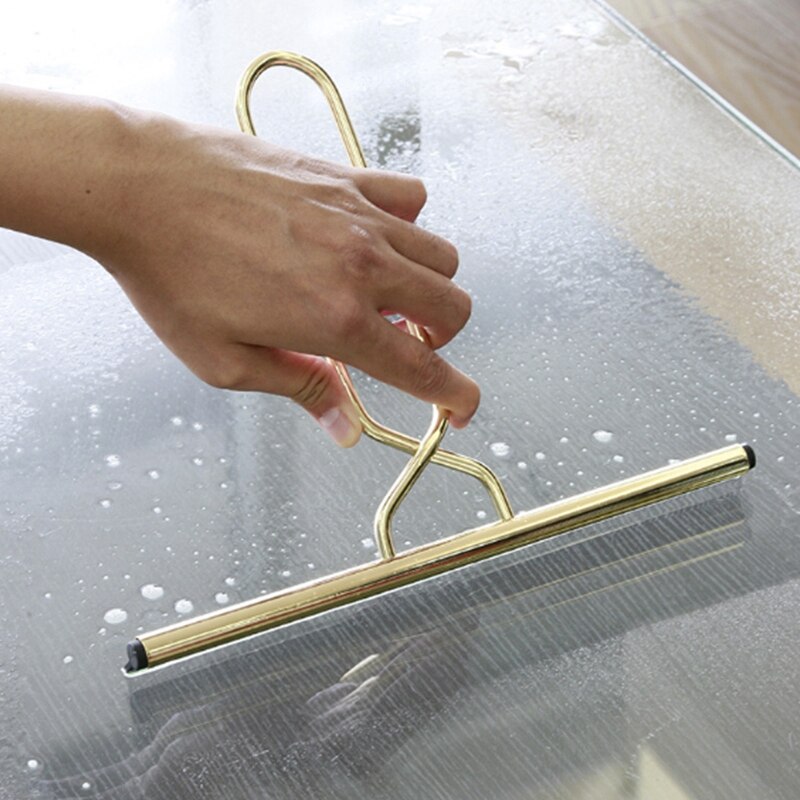 Raclette de douche Deluxe 304 inox grattoir d'essuie-glace pour salle de bain douche verre porte miroir fenêtres carreaux (doré)