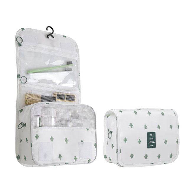 Nueva bolsa de maquillaje de viaje para niña, organizador de artículos de tocador impermeable, Neceser de para mujer, bolsa de lavado con gancho para baño, bolsa de almacenamiento con gancho: Castaño