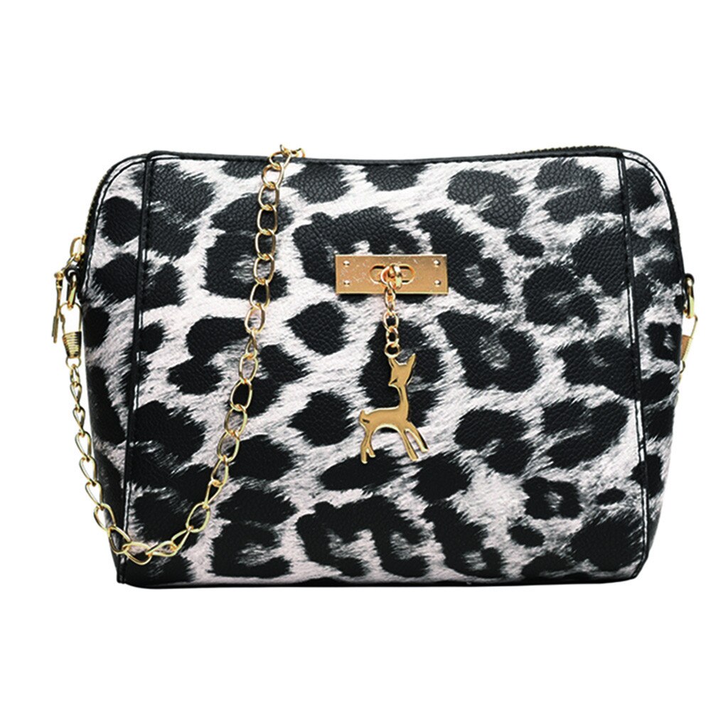 Frauen Leopard drucken Kitz Anhänger Hülse Schulter Tasche Leopard tasche taschen für frauen Umhängetasche taschen frauen #15: schwarz