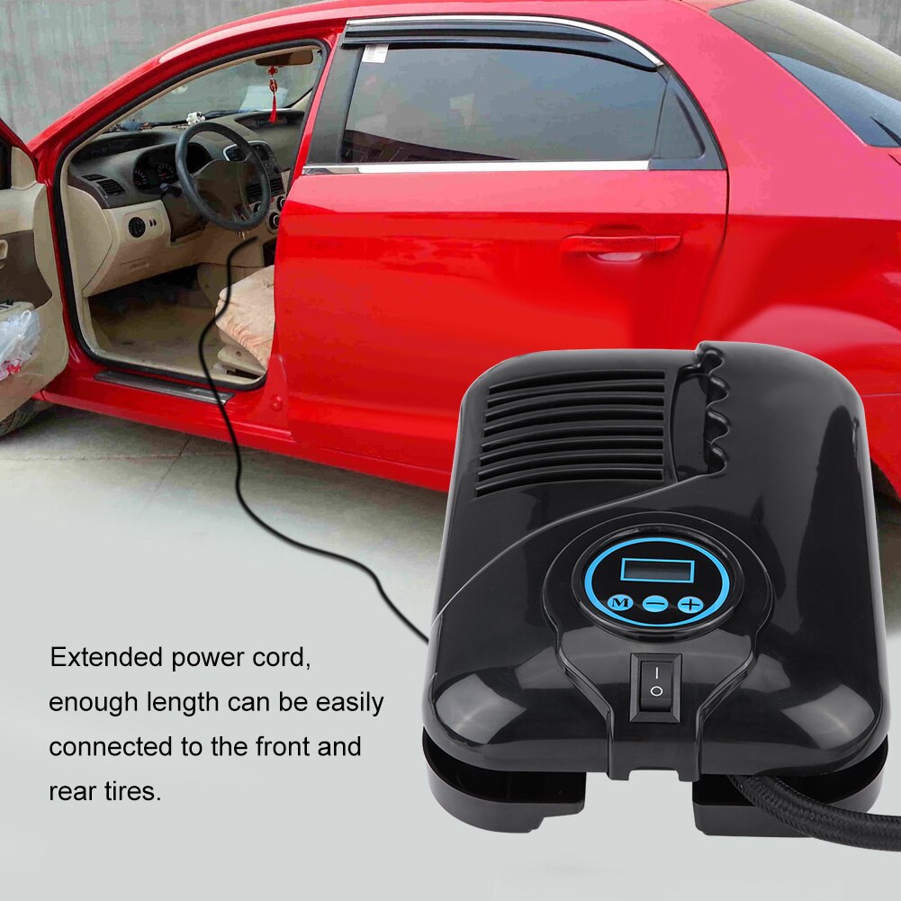 12V Digital Tire Inflator Portable Air Compressor Pump 100 PSI For Car Tire Ball Air Boat Cigarette Lighter Plug Nozzle Adapters