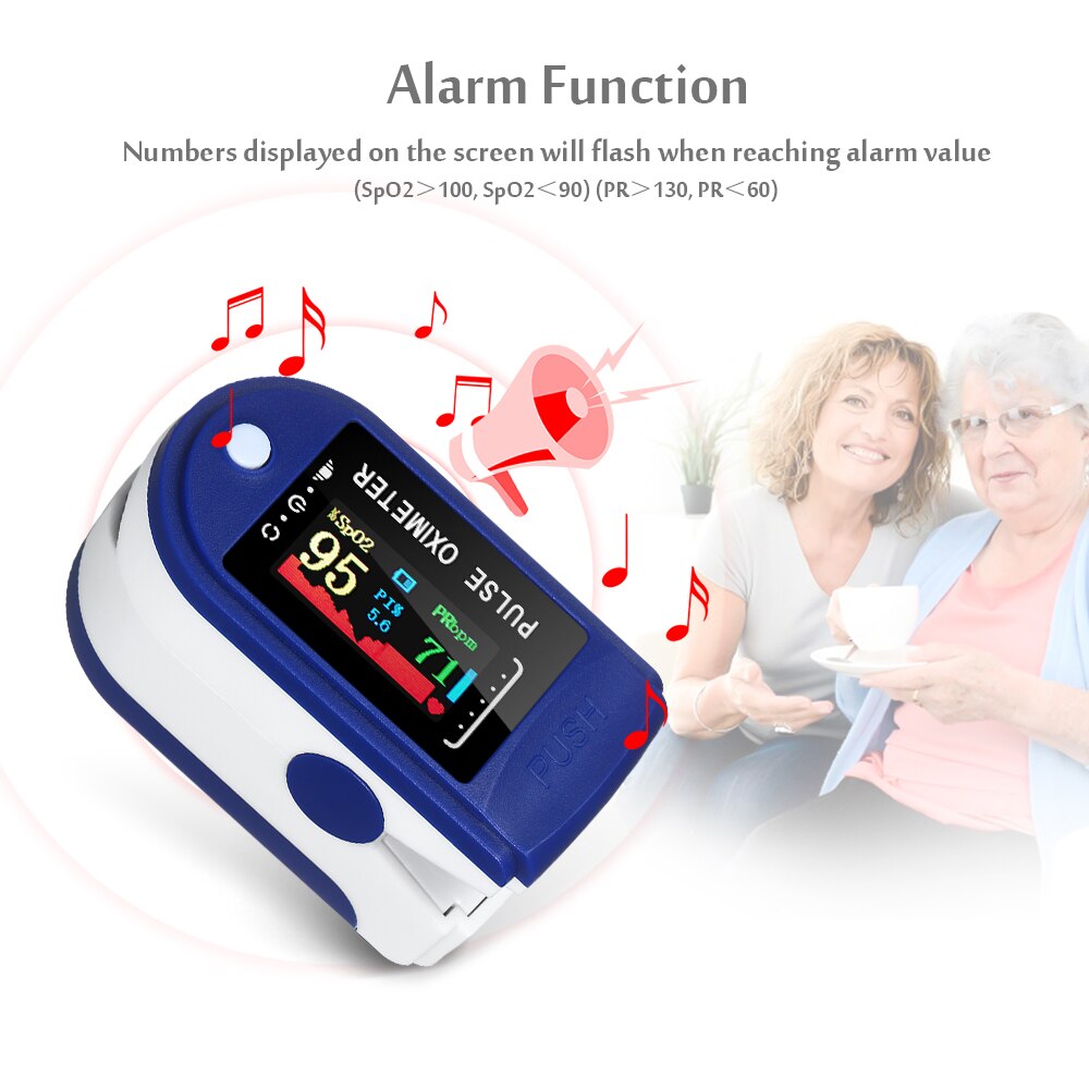 Pulsoximeter Finger Blut Sauerstoff Sättigung Herz Rate Erkennung 10s Schnell Messen & Auto-off Alarm Funktion SpO2 & PR Monitor