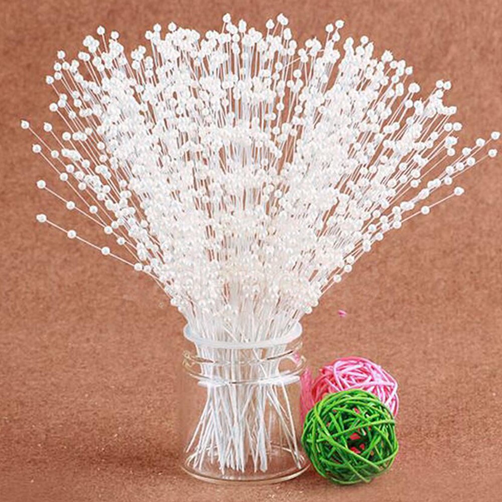 Bouquet de fleurs de mariée blanc/or/argent, 10 tiges, perles artificielles 19.5cm, tige en fil métallique, décoration de mariage #864