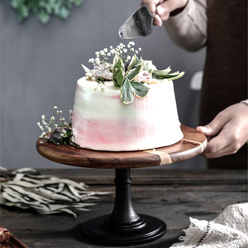 Wooden Cake Stand Dessert Pedestal Display Stand with Base Dessert Cupcake Pastry Candy Display Plate for Wedding Birthday Party