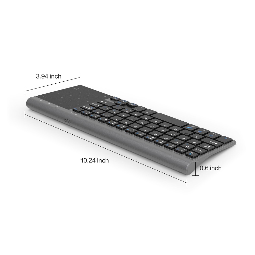 AVATTO Thin 2.4GHz USB Wireless Mini Keyboard with Number Touchpad Numeric Keypad for Android windows Tablet, Desktop, Laptop,PC