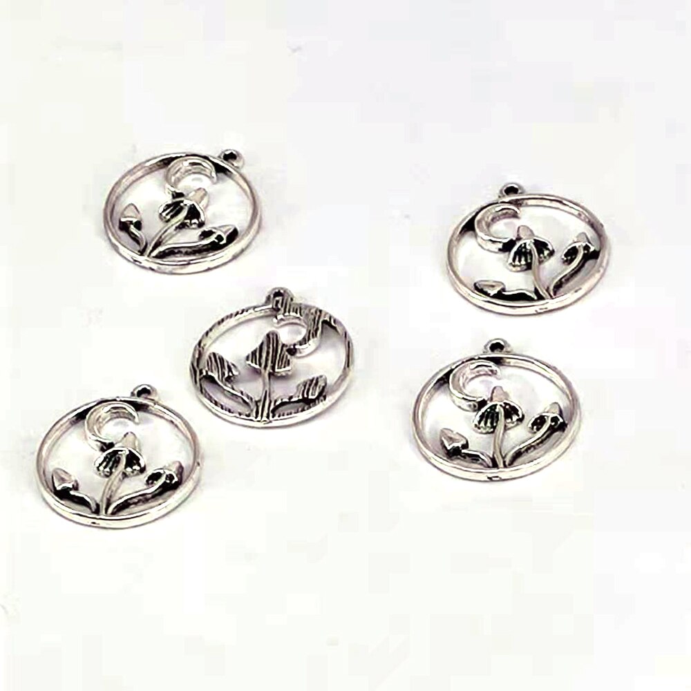 Hzew 5 st svamp skog hänge berlock måne svamp smycken fantasy alver fairy charms skog för kvinnor