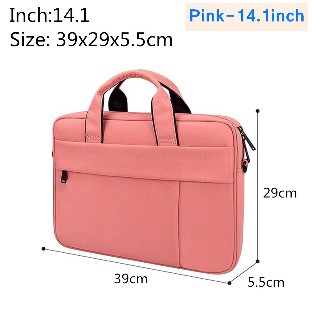 Laptop Bag 13.3 14.1 15.4 15.6 inch Waterproof Notebook Shoulder bag for Apple Millet Unisex Briefcase: Pink-14.1inch