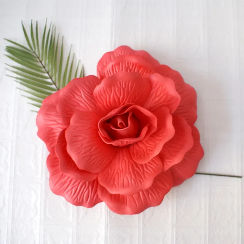Grote Bruiloft Decoratie Rose Pe Foam Bloem Achtergrond Muur 3d Grote Bloem Simulatie Platte Bodem Rose Kunstbloem: plum