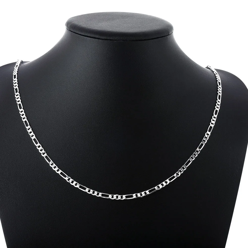 Collier chaîne Figaro en argent 925, 40-75cm, 4mm, Long pour femmes et hommes, bijoux Hip Hop,