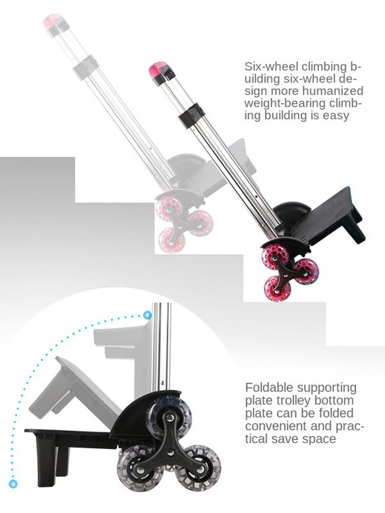 B-LIFE Trolley Cart for School Backpack Folding Hand Truck Solid Construction Utility Cart for Luggage